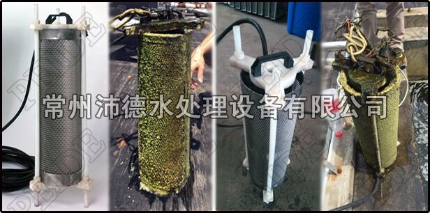 冷却塔吸垢器电极使用前后对比图